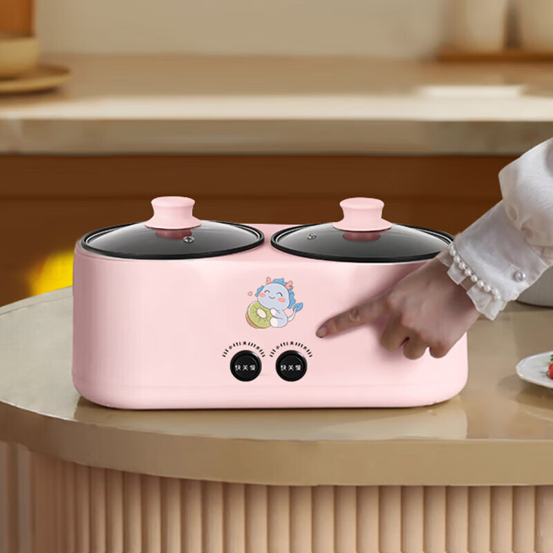 德国全自动双胆电饭煲多功能电煮锅家用电炒锅鸳鸯电热火锅煲汤锅 3.6L 机械款-特大号-双倍控温 煎炒煮蒸高效-不锈钢蒸笼