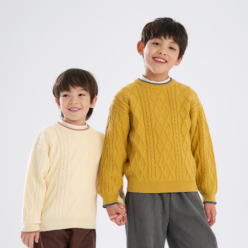 棉花堂（cottontown）【抗静电】棉花堂男童毛衣春秋新款儿童秋冬针织衫男孩打底线衣 酒红 160 160/76