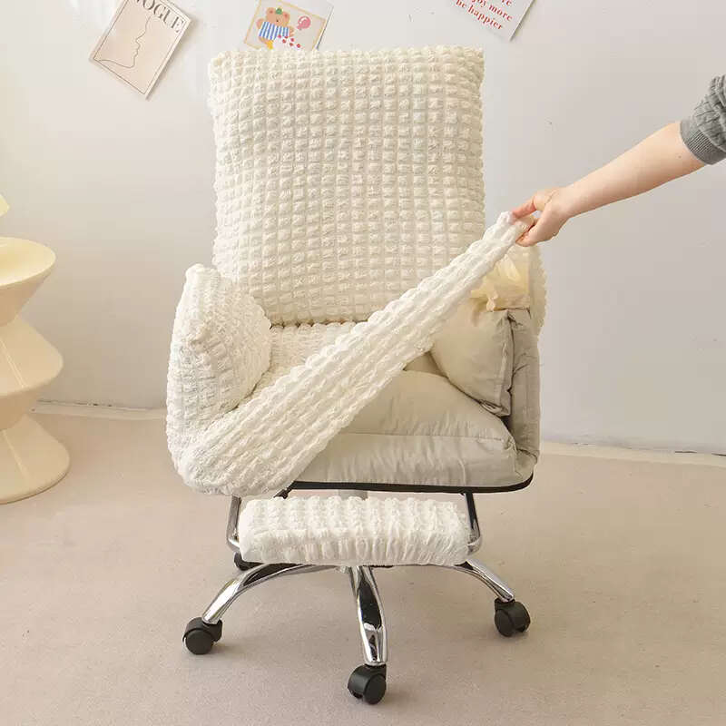 咏幻电脑椅可躺全包套罩办公椅套老板椅套子单人沙发防尘套书房转 驼色是椅套不是椅子 大号椅套送搁脚凳子套