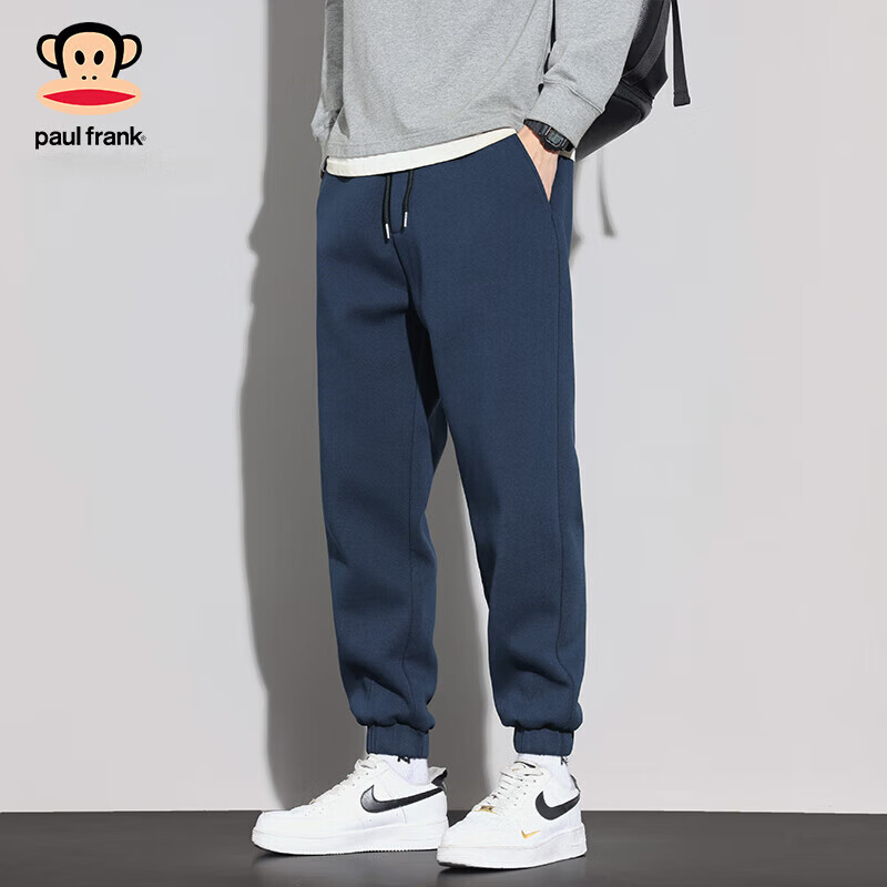 大嘴猴（paul frank）美式九分休闲裤男士秋春季宽松潮牌运动工作束脚卫裤高端裤子男装 藏青色【官方正品】 XL 【建议130-145斤】