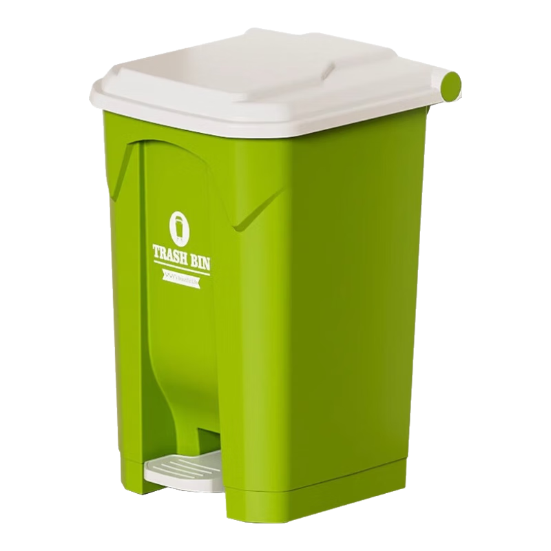 樸廚(PUCHU)腳踩戶外垃圾桶大號衛(wèi)生間廁所廚房家用腳踏帶蓋商用辦公室高顏值 80L綠桶白蓋