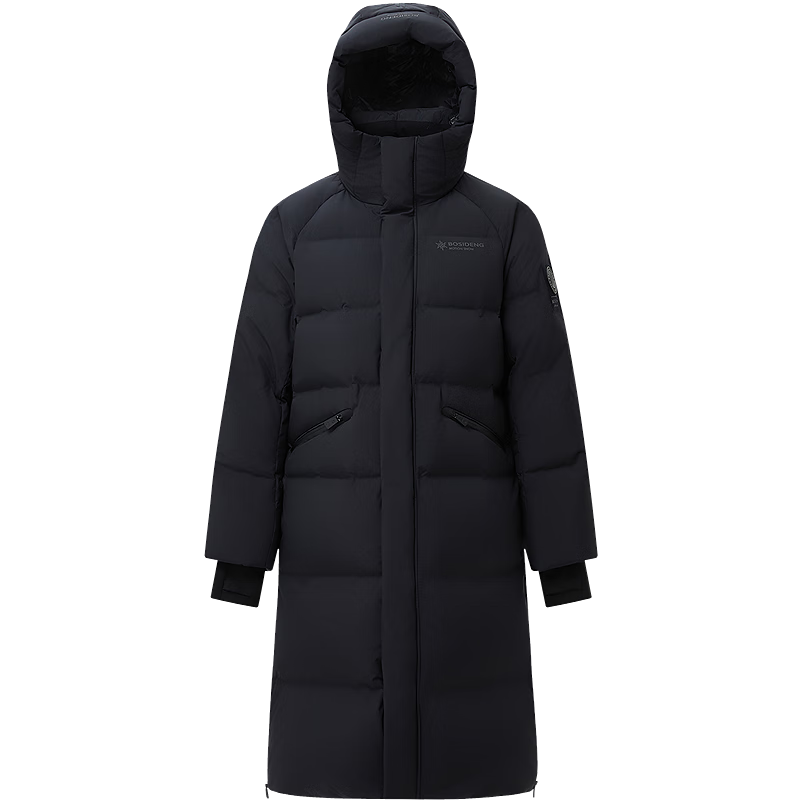 波司登（BOSIDENG）【新年红】新款羽绒服男女同款冰雪运动长款连帽加厚学生外套 沃土黑8C65 M 165/88A 体重约110-120斤
