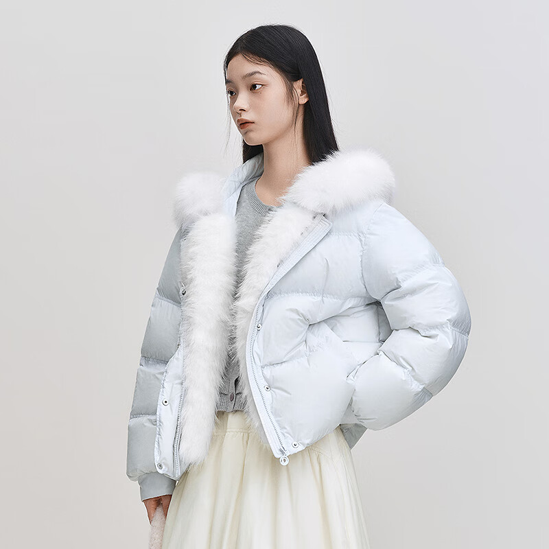 乐町短面包羽绒服女2025年冬季新款 冷蓝(现货) S