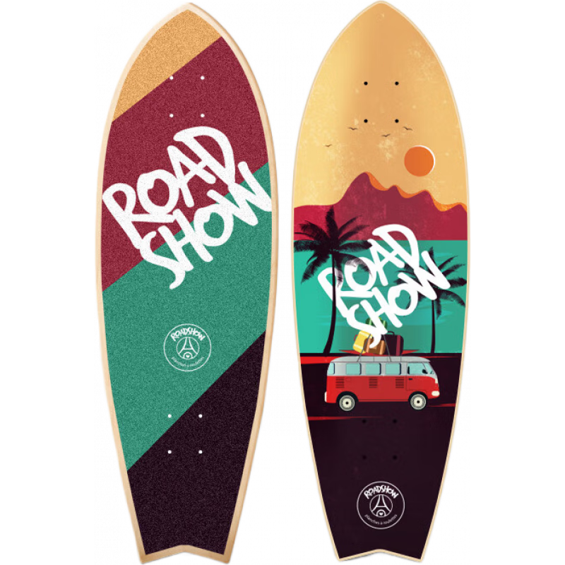 樂秀（ROADSHOW）陸地沖浪板X9板成人兒童陸沖板大小魚板初學(xué)者路沖板滑板生日禮物 32寸彩砂款旅行者
