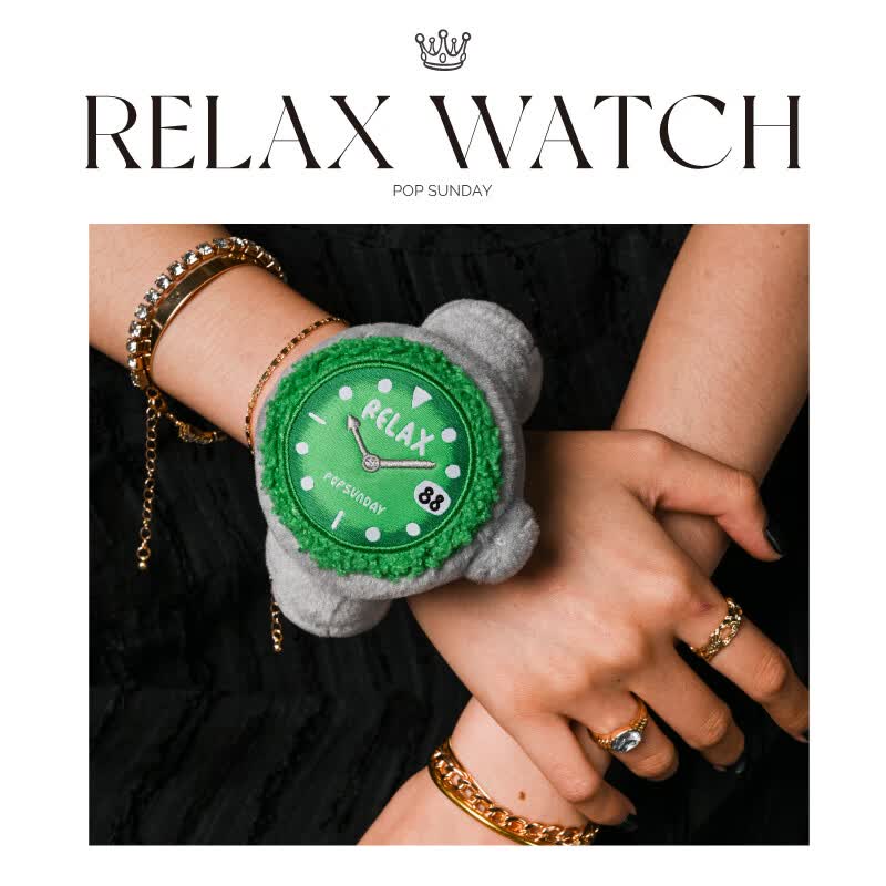 POP SUNDAY【明星同款】Relax手表盲盒毛绒挂件生日礼物女创意情侣潮玩包挂 RELAX手表(端盒不重复8个装) 顺丰包邮