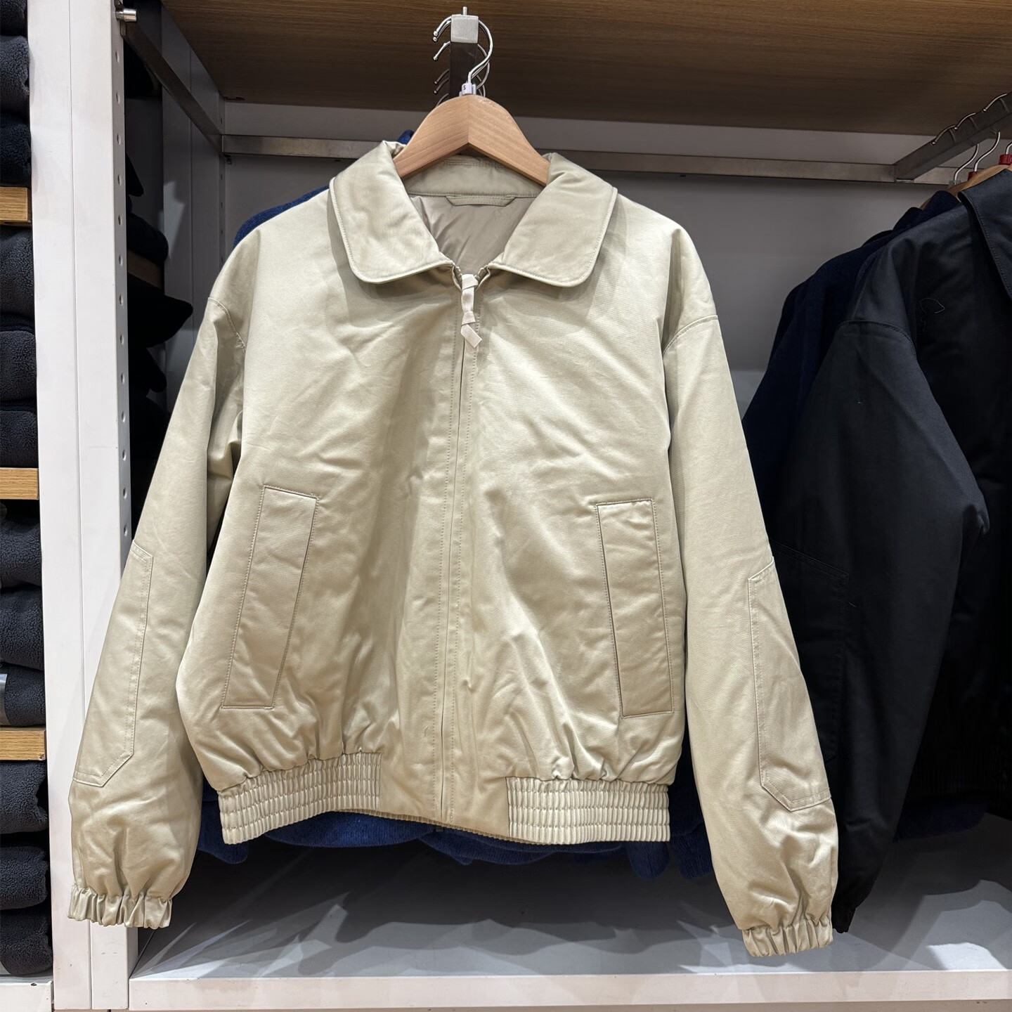 男装女装空气棉服休闲短茄克外套夹克棉衣男士2025秋冬新款479411 米色 米色 L