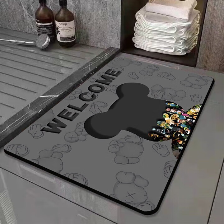 布迪思浴室地垫吸水防滑洗手间卫浴宠物卫生间入户门口脚垫速干垫子 暴力熊 40*60CM（两件换洗装） 京东折扣/优惠券