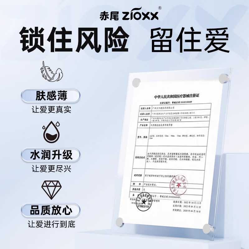 赤尾官方正品 铂金至薄避孕套 超薄安全套 玻尿酸持久润滑 成人用品 【到手20只】润薄10只买一送一