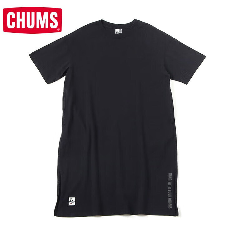 CHUMS洽洽鸟户外连衣裙休闲舒适女圆领条纹纯色裙子合集 CH18-1297-G004 L