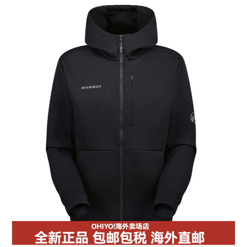 猛犸象（MAMMUT）Dyno2.0连帽拉链保暖抓绒夹克男款 黑色 L