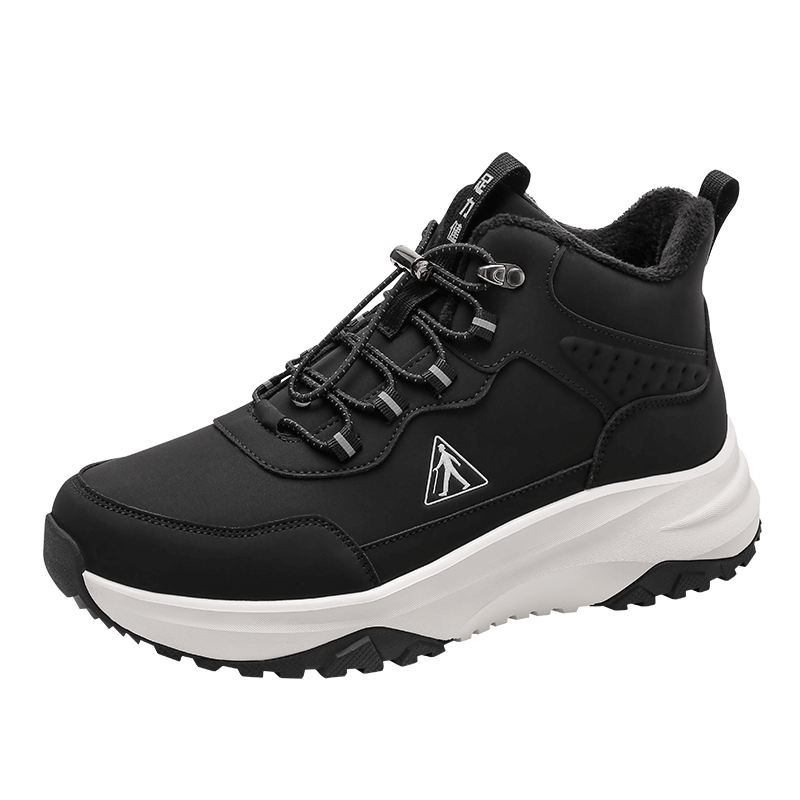 足力健老人鞋冬季新品加厚加绒雪地靴保暖鞋25932018J 男 黑色 42