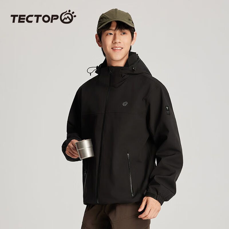 探拓（TECTOP）探拓户外冲锋衣男三合一两件套加绒保暖防风防水登山徒步旅行外套 云墨黑男款 S