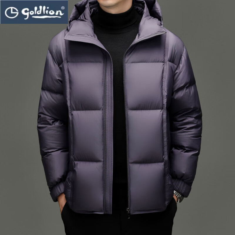 GOLDLION G+金利来25年冬季新款休闲泡芙羽绒服男式90鸭绒防寒保暖外套连帽服 紫色 4XL 195 京东折扣/优惠券