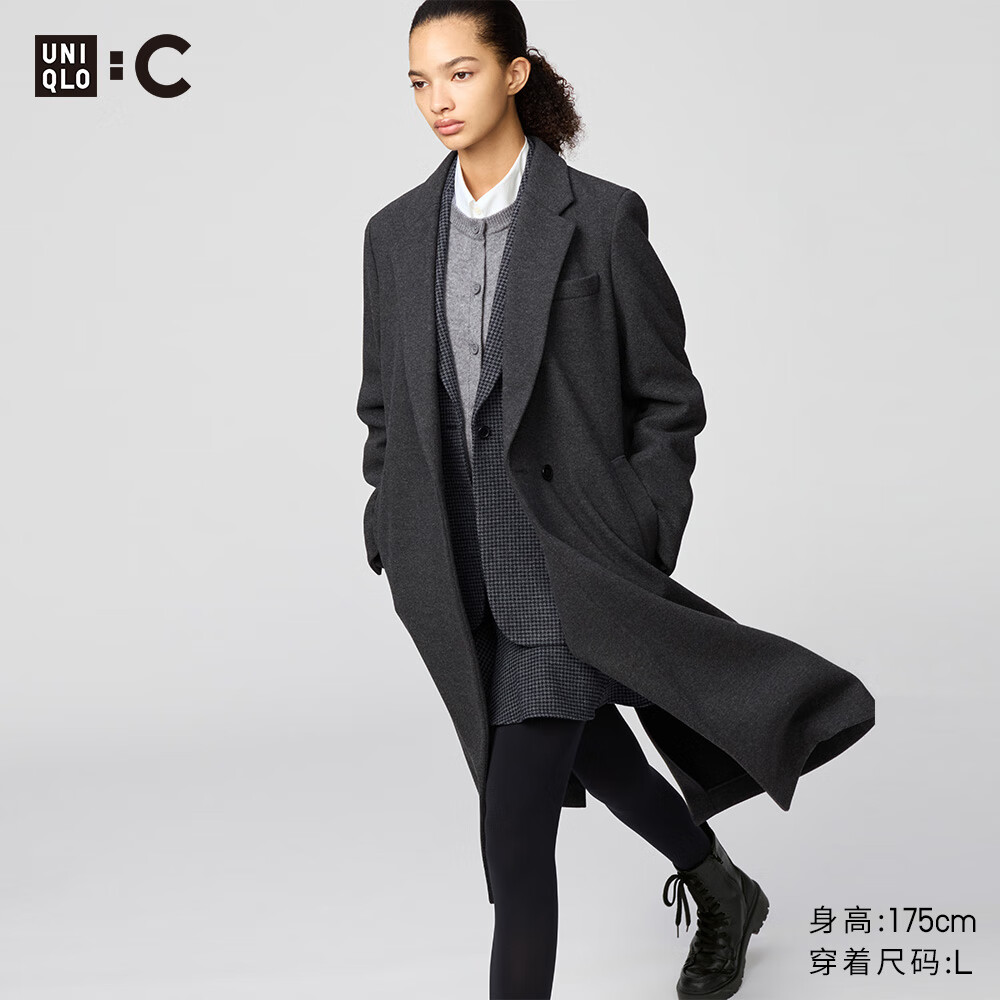 优衣库合作款/女装长大衣/25秋冬新款479666 08 深灰色 XS