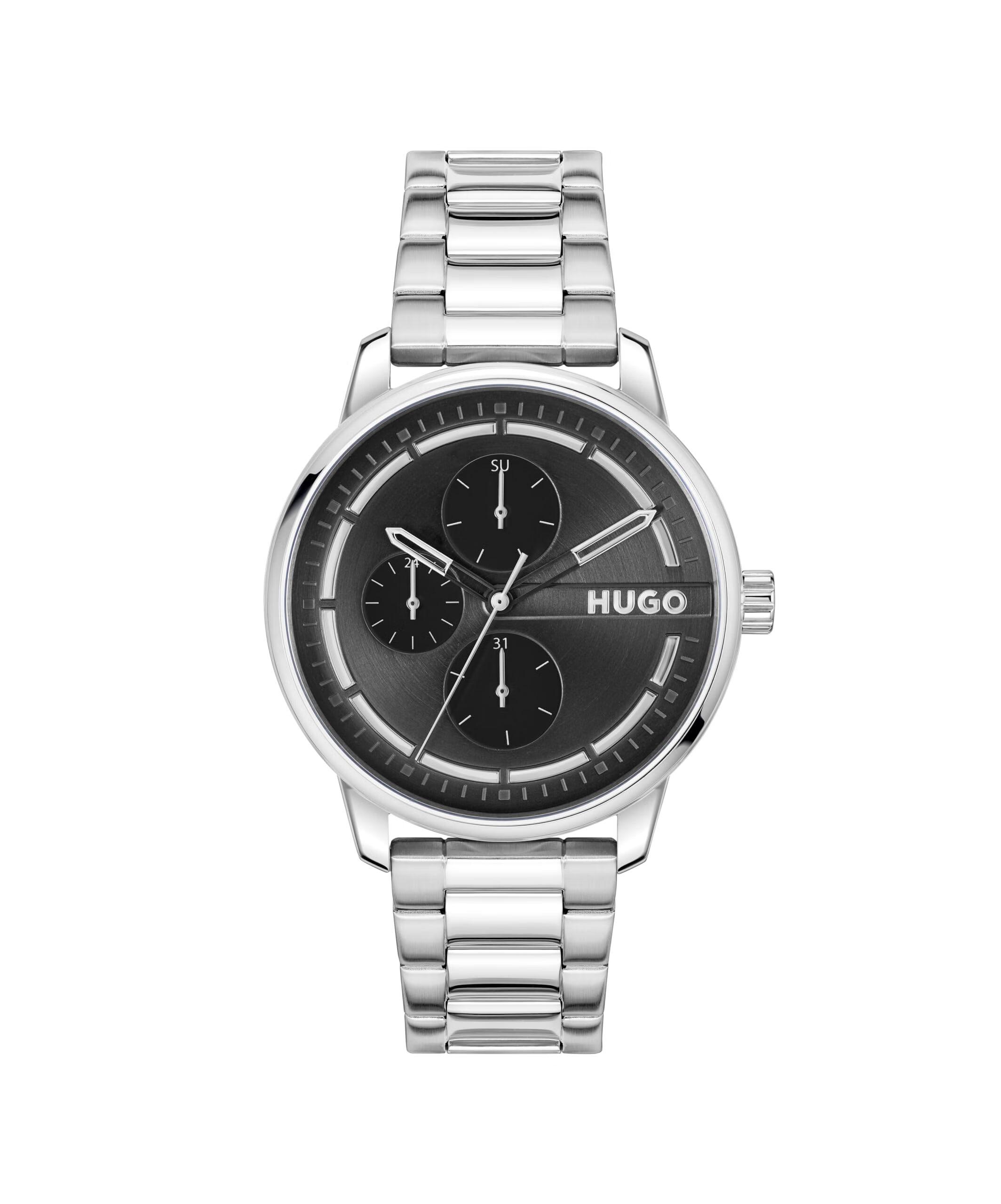 雨果博斯HUGO #Stamp 男士石英手表 防水 44mm Silver 44.0 mm