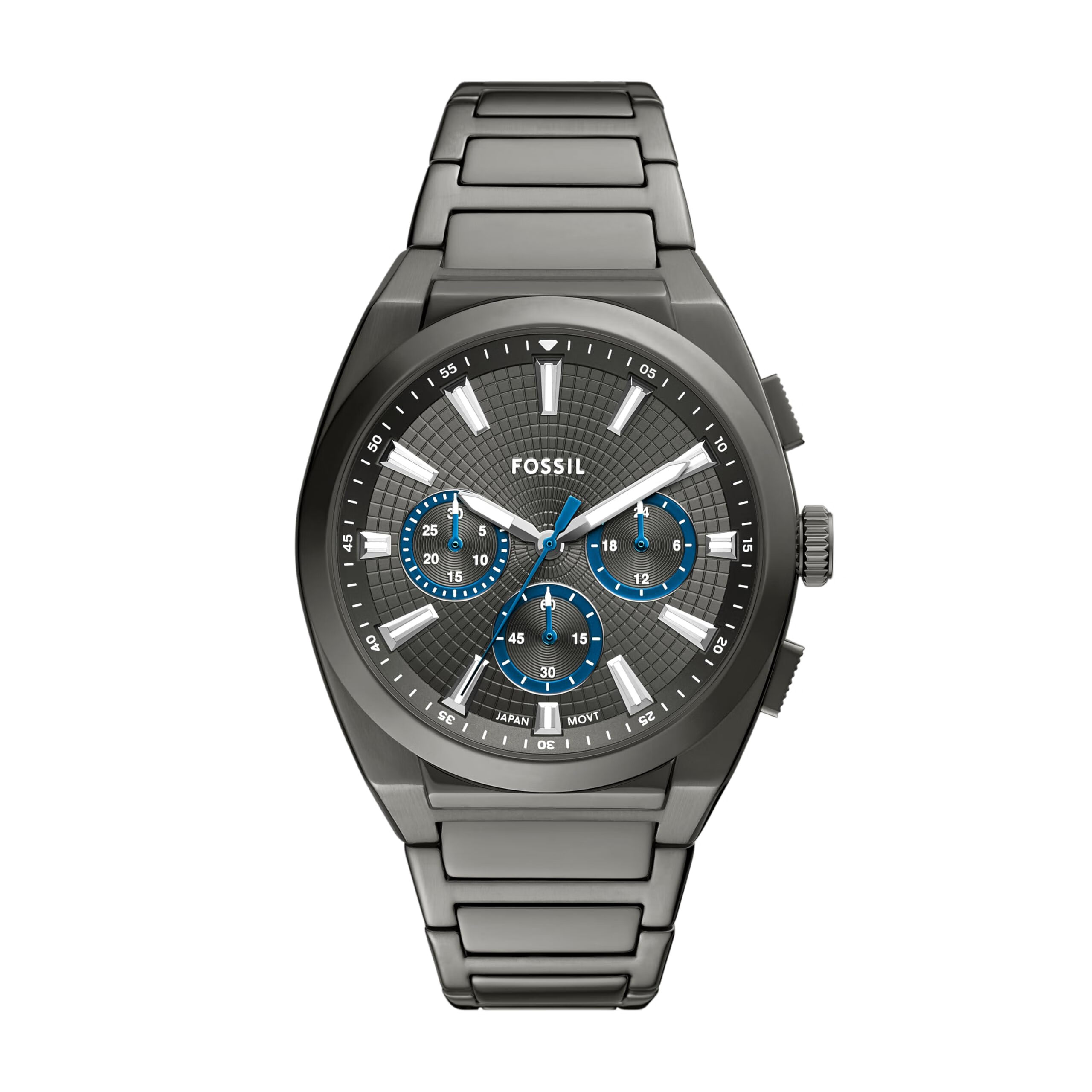 Fossil 男式 Everett 计时码表烟雾不锈钢手表,青铜色, 青铜色 Gunmetal Chrono 44MM