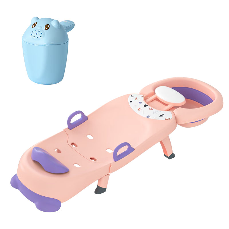 世紀(jì)寶貝（babyhood）兒童洗頭椅折疊寶寶躺椅家用洗發(fā)床粉+寶寶洗頭杯