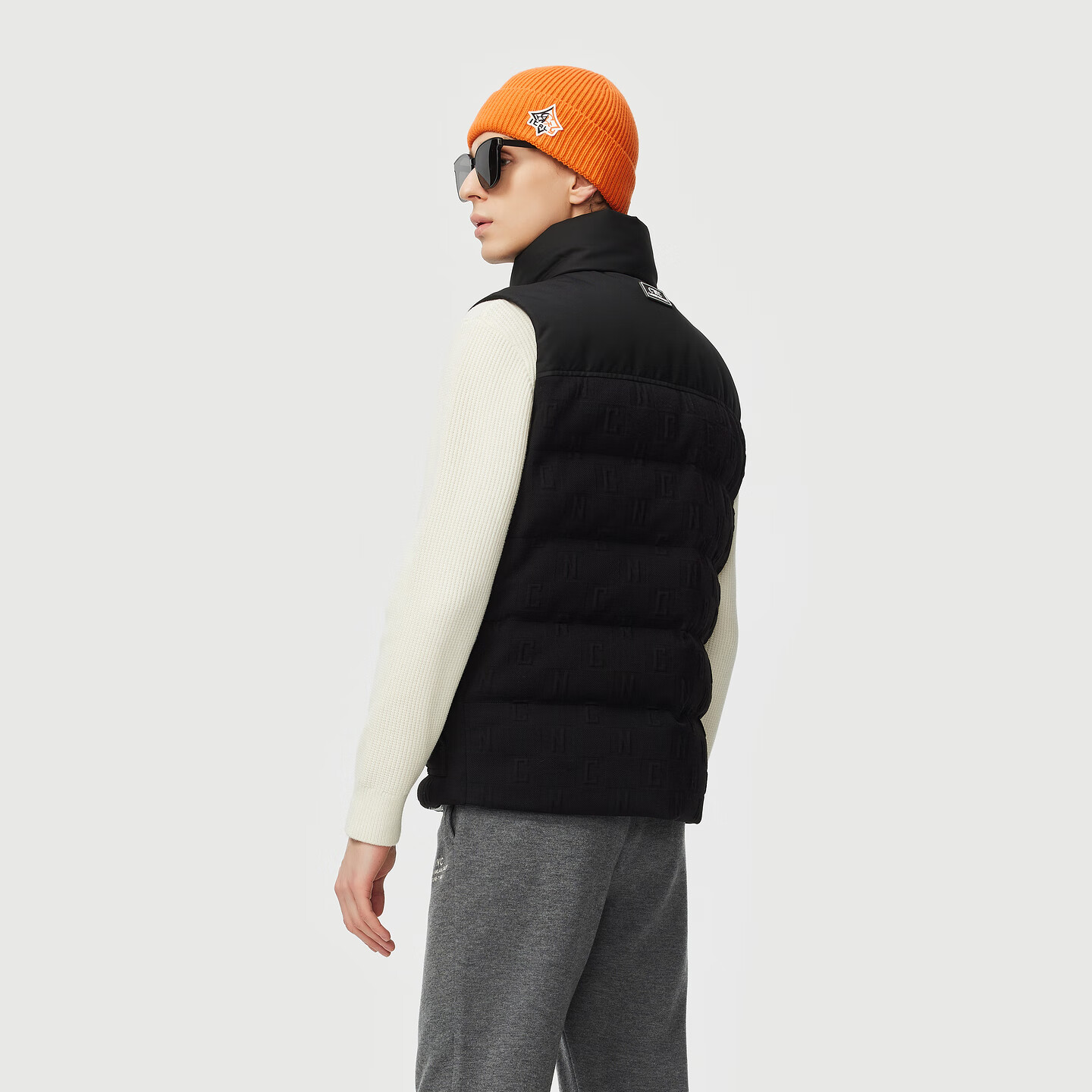C'N'C【奢侈品衣服】CNC男装25秋冬新款男士羽绒马甲立领鸭绒外套 黑色花版 54 /XL/(185/100A)