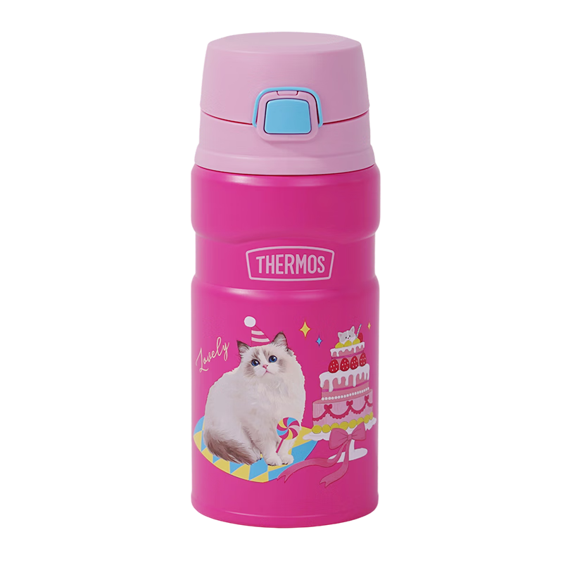 膳魔师保温杯大容量高颜值女士儿童水杯便携可爱杯子联名款TSK2 萌宠-树莓粉赠杯包 500ml