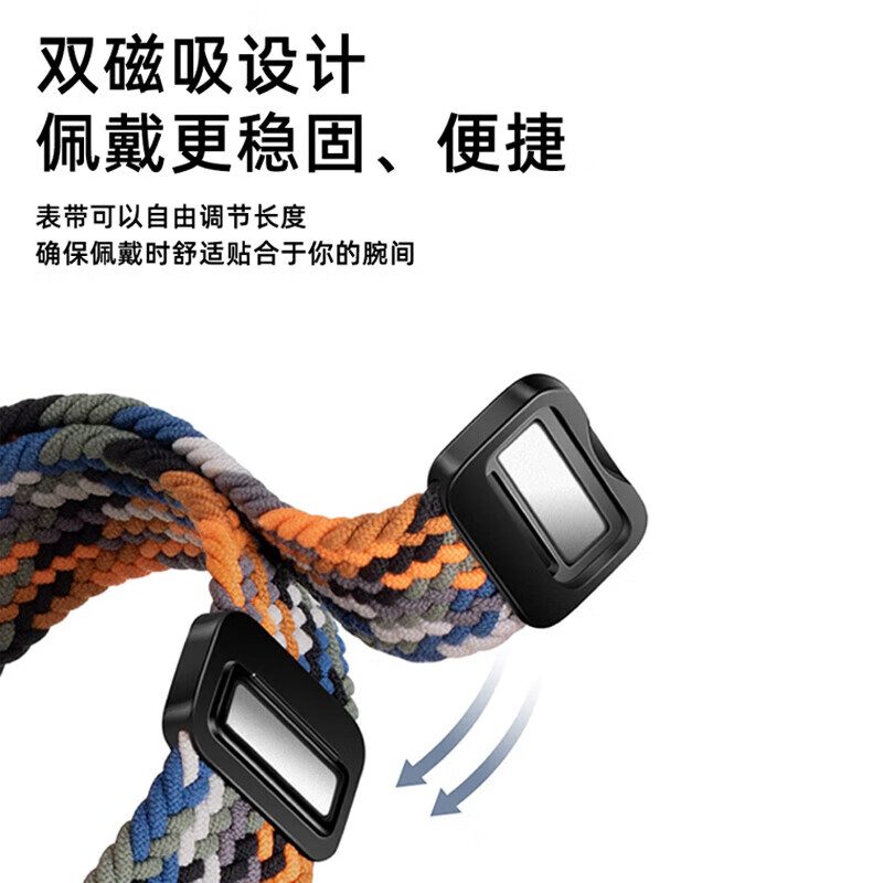 JIANSZI适用苹果手表表带iwatch s10腕带编织弹力回环apple watch s11/S8/S9/ultra表带秋冬苹果表带通用 【编织金属磁吸扣】喜庆红弹力回环 38/40/41/42mm表盘通用