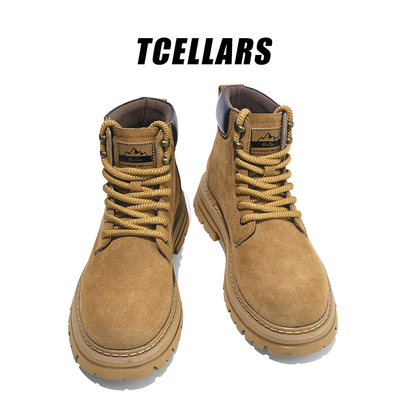 Tcellars马丁靴男鞋秋冬新款英伦复古风大黄靴厚底防滑户外工装靴子男士 枫叶黄（卡半码建议拍大一码） 42