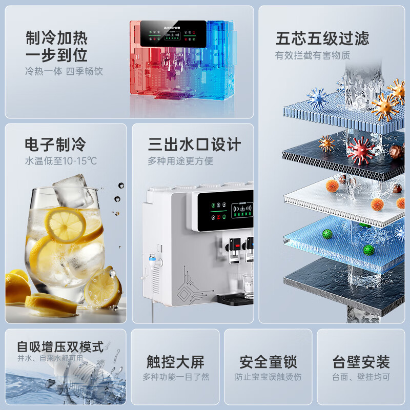 志高(CHIGO)【智能升级款】净水器家用加热制冷直饮一体壁挂式反渗透净水机接自来水过滤器带自吸饮水机 智能冷热款-HR103(上门安装)