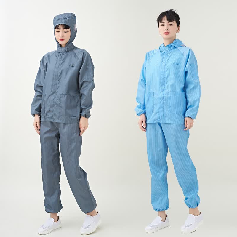 奥义驰防尘工作服防静电连帽分体服无尘防护服电子车间洁净服净化服男女 蓝色连帽分体服 6XL 【建议200-220斤】