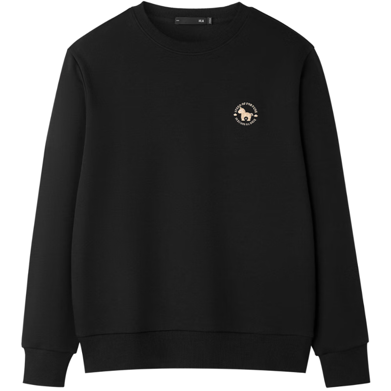 海澜之家（HLA）卫衣男春季2026新款马年贺岁五明治大码长袖男 黑色05 L 175/92A 推荐137~150斤