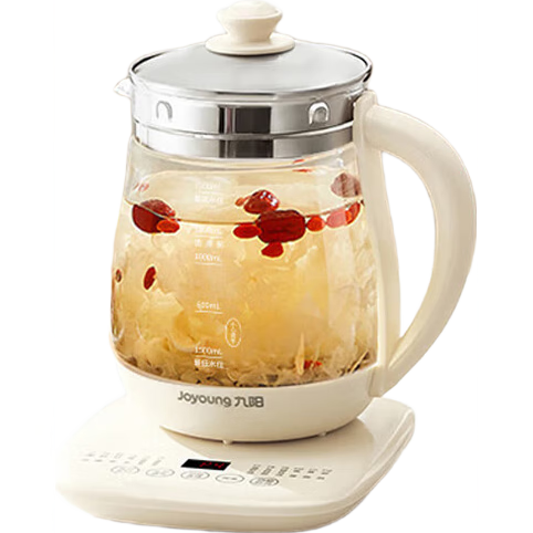 九陽(yáng)（Joyoung）0膠水養生壺 1.5L煮茶器 玻璃花茶壺 316不銹鋼燒水壺電熱水壺 WY301