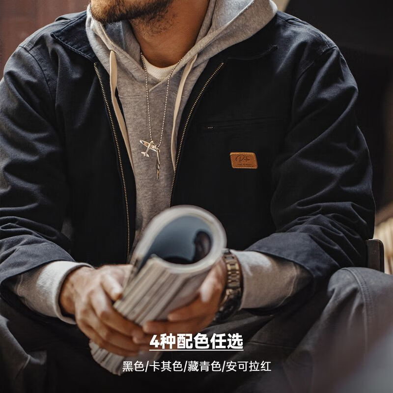 马登工装底特律猎装夹克男美式复古J001巴恩风翻领谷仓外套春季新款 卡其色 【美拉德穿搭/星际穿越同款/防风外套】 L