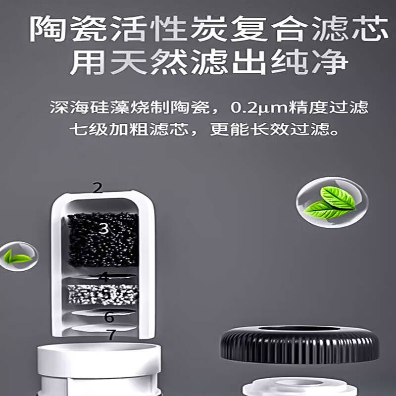 贰贰伍R水龙头净水器除水垢余氯家用过滤水垢前置过滤器家用厨房自来水 一机四芯(枪灰色