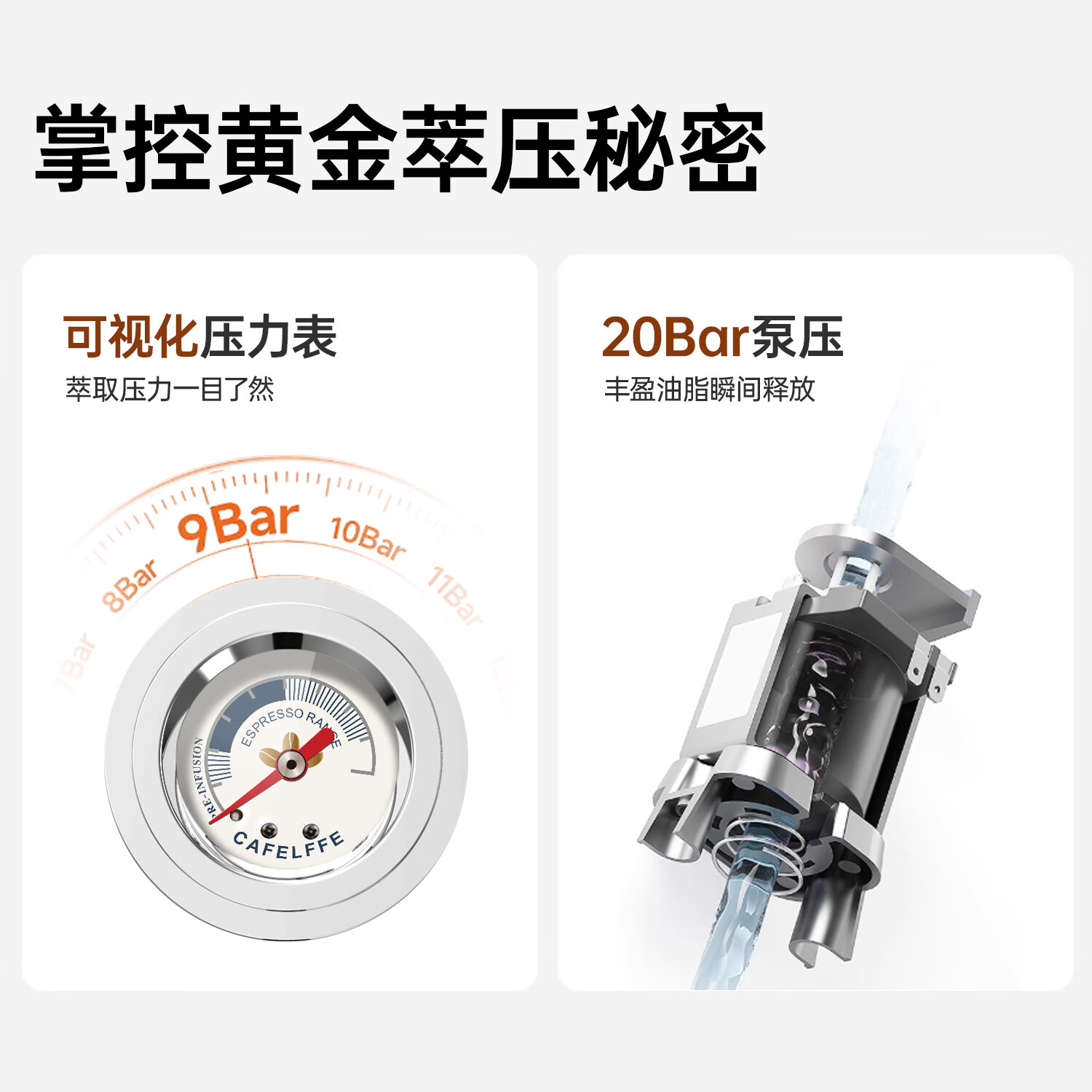 CAFELFFE聚咖极萃冷萃58mm意式浓缩半自动咖啡机商用家用小型冷热萃取自动泄压强劲蒸汽连续金杯20Bar 【彩屏智控】20Bar一键冷热双萃