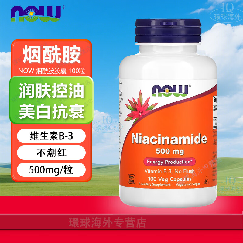 诺奥（NOW）维生素B3烟酰胺 烟酸Niacinamide维B3改善泛红美白护肤美国进口 500mg 100粒*1瓶 (胶囊)