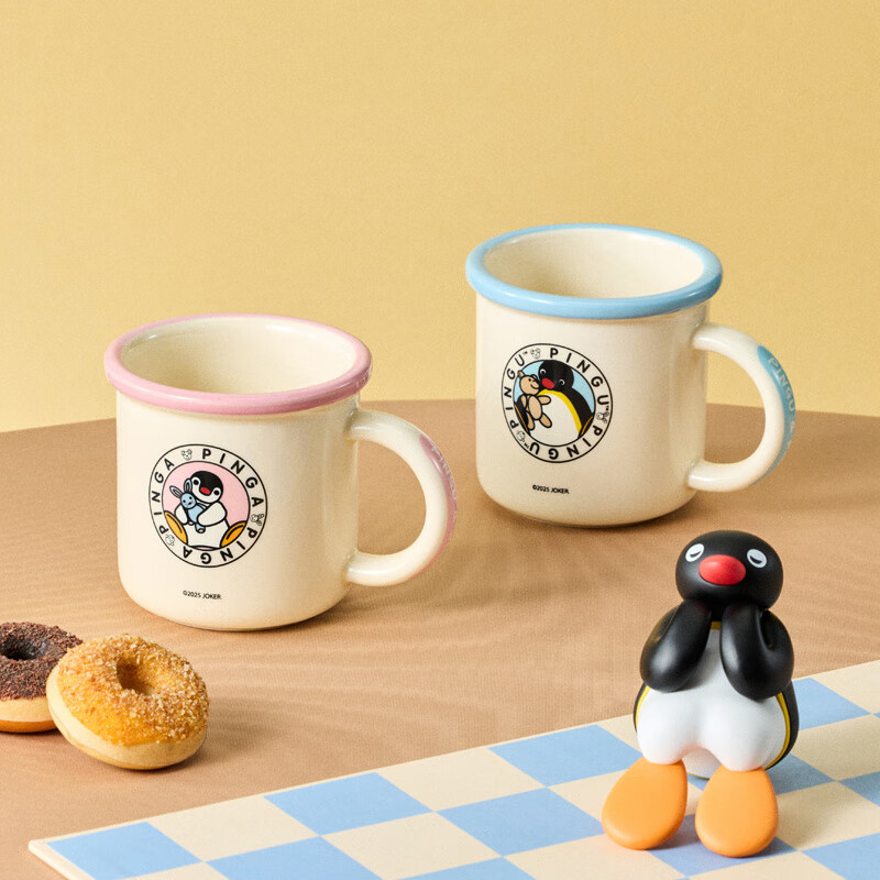PINGUpingu马克杯会员精选  × Pingu正版IP授权陶瓷大手马克杯礼盒装 覆古马克杯340ml*2