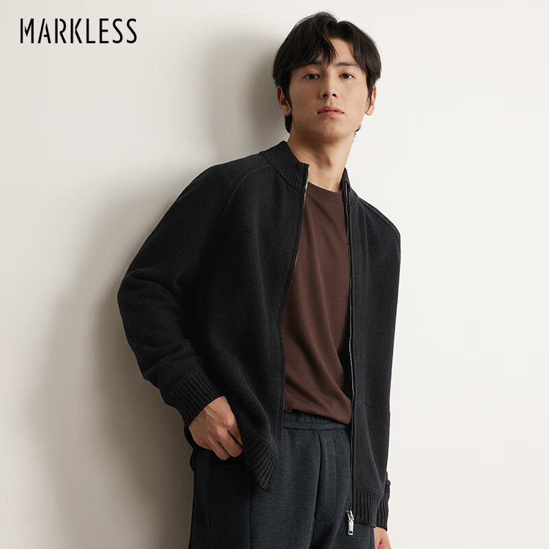 MARKLESS暖感男士羊毛衫外套 秋冬新款轻奢羊绒男混纺毛衣5706 黑色 2XL 京东折扣/优惠券