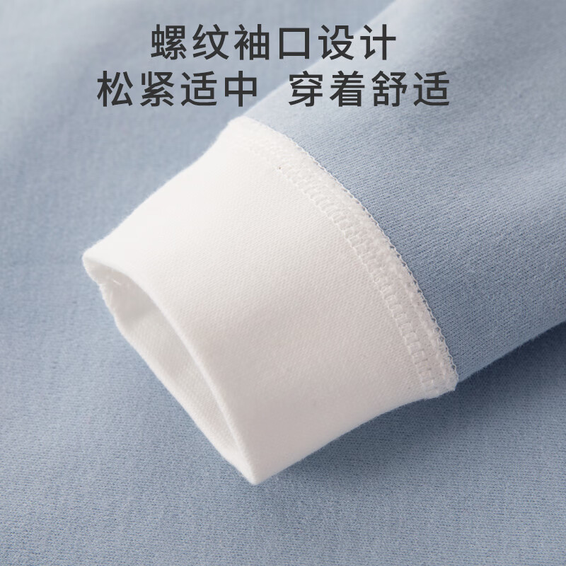 班杰威尔(BANJVALL)新生儿衣服纯棉婴儿连体衣春秋季无骨长袖宝宝哈衣爬服蝴蝶衣 四季两件套(雾蓝+米灰) 52cm (0-3个月)