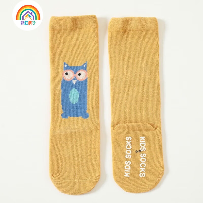 彩虹房子宝宝地板袜室内学步袜套春秋袜子合集 卡通动物袜女孩款随机 0-1岁 (S)  建议0-1岁