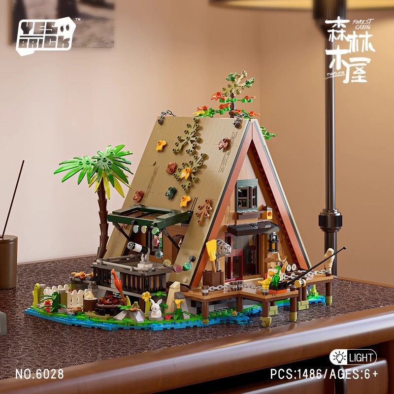 VTR2025年新款积木森林木屋6028街景别墅模型房屋建筑拼装桌玩具摆件 码头酒吧【1108颗粒】