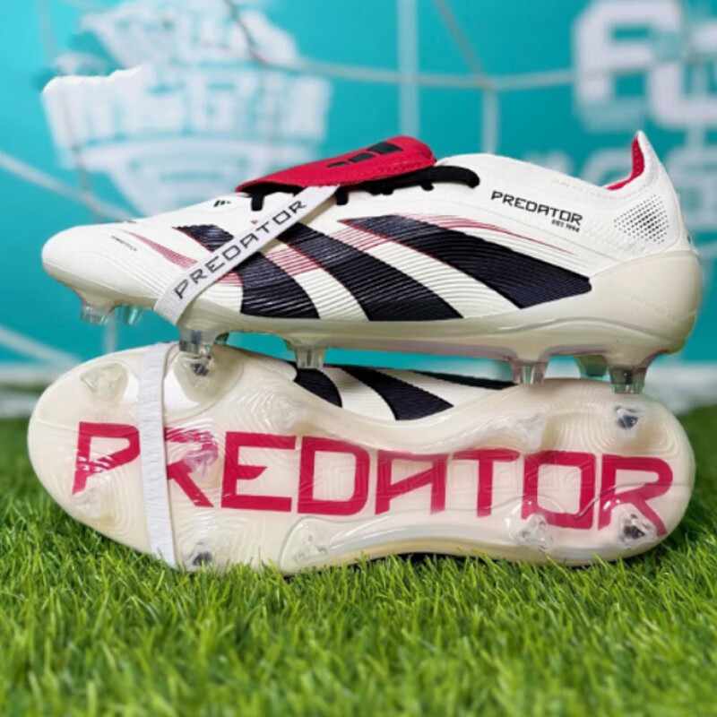 PREDATOR ELITE猎鹰25高端FG长钉翻鞋舌足球鞋男24贝克汉姆天然草 白迷彩 40