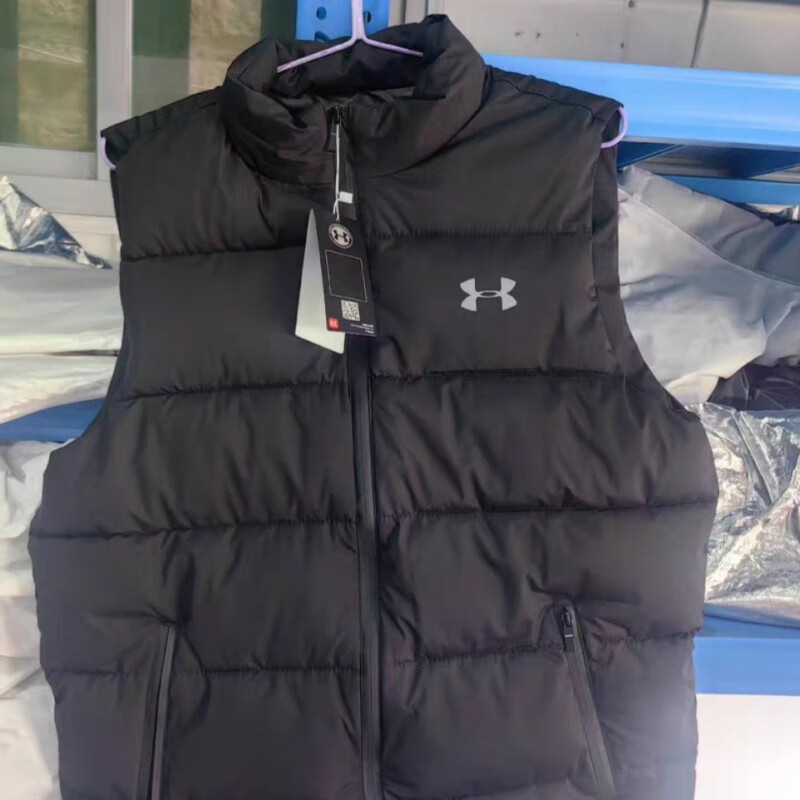 安德玛（Under Armour）运动马甲男秋冬同款情侣棉马甲休闲坎肩立领保暖外套 UA黑色 3XL 135-150斤