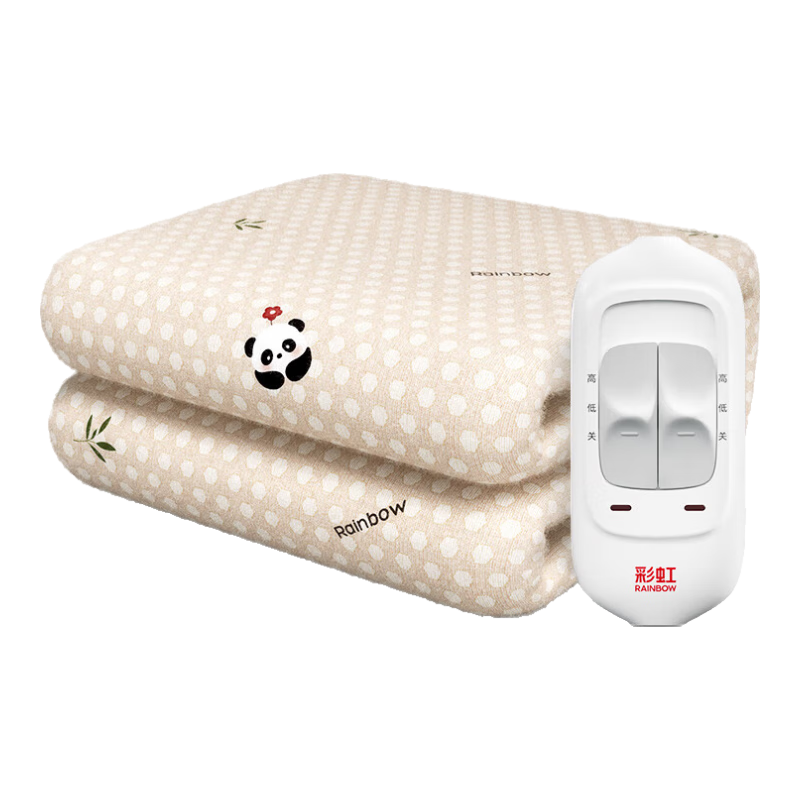 彩虹（RAINBOW）电热毯双人双控(2.0/1.8/1.5米)三档调温电褥子花色控制器随机 三档调温 长1.8米宽1.5米无纺布