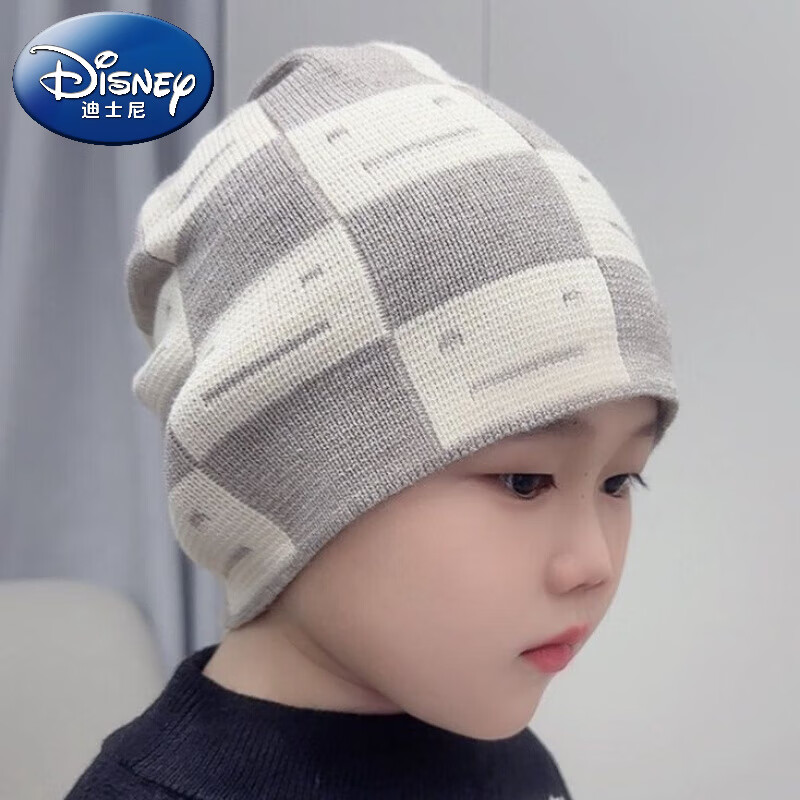 迪士尼(Disney)2-12儿童护耳帽秋冬男童帽子围巾2件套男孩帅气套头帽超酷高品质 灰色【帽子+脖套】 适用3-12岁儿童弹性很好