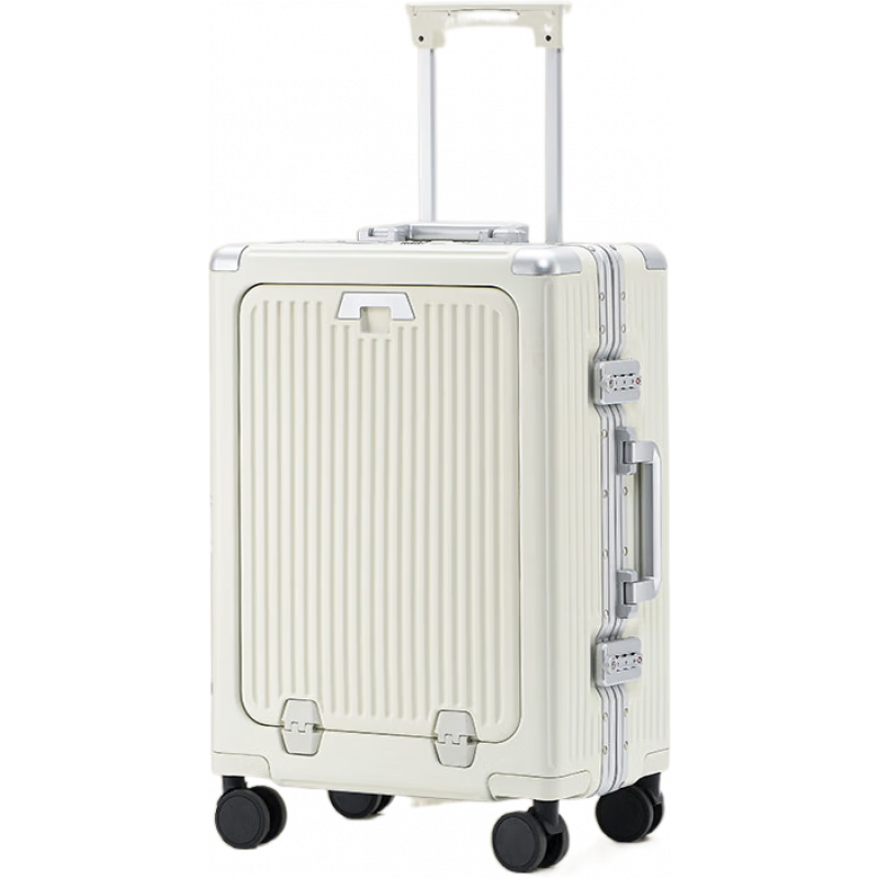 EAZZ前開蓋開口行李箱女20寸小型多功能登機(jī)拉桿箱旅行密碼皮箱子開學(xué) 象牙白【高標(biāo)準(zhǔn)定制+前置開口快 20寸(_電腦倉+杯架+充電)