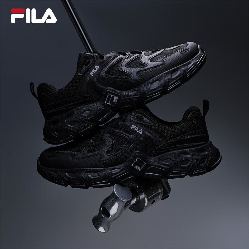 FILA斐乐官方掠夺者3复古跑鞋男鞋2025冬季新款运动鞋厚底休闲鞋 黑-BK 41