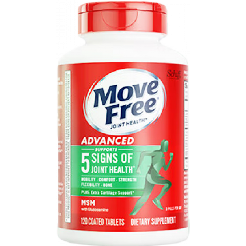 Move Free美國進(jìn)口氨糖軟骨素鈣片骨膠中老年關(guān)節(jié)靈紅瓶200粒 【熱銷TOP1】氨糖綠瓶120粒*1瓶