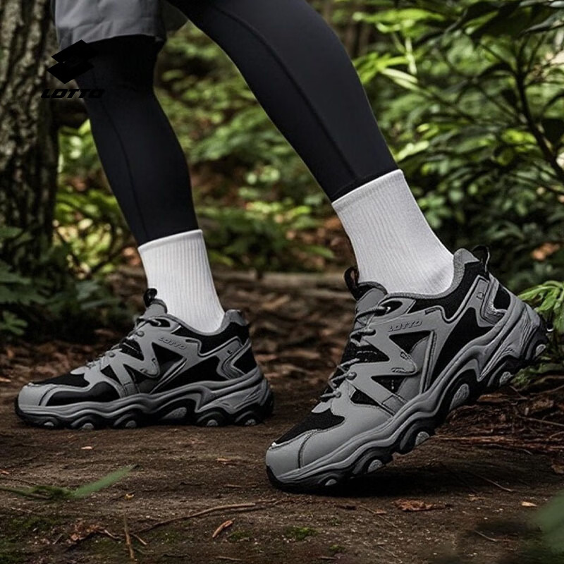 乐途男鞋登山鞋户外徒步鞋运动鞋新款官方越野减震跑步鞋休闲鞋子  摩登灰【男女同款】 42