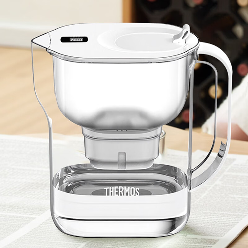 膳魔师 净水壶 滤水壶 家用过滤器 净水器 4.5L大容量 自来水过滤器 滤水器 矿物质水过滤壶 1壶6芯 晨光白 1壶6芯(1壶3芯+滤芯3只装)