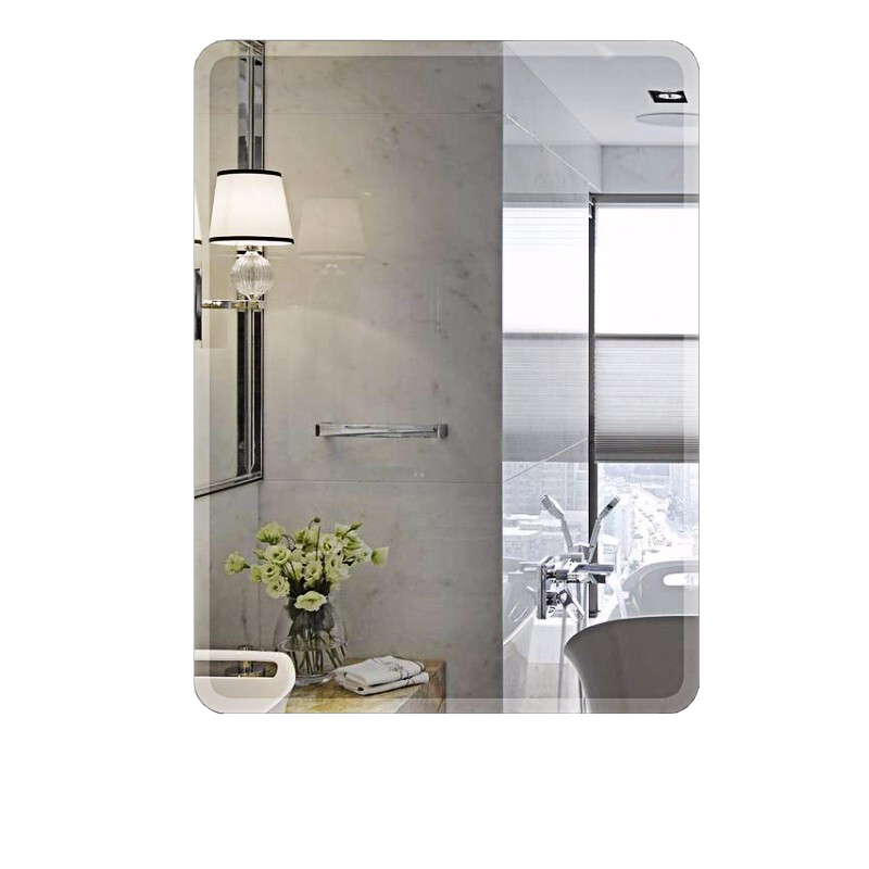 iChoice浴室镜子免打孔无框洗手间卫浴镜穿衣镜卫生间镜子壁挂镜子贴墙化妆镜粘贴 圆角40*60可挂可粘 标准