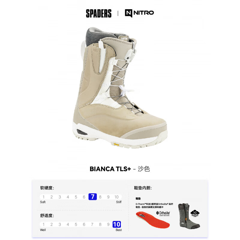 NITRO 25/26女款单板滑雪鞋BIANCA TLS+全能旗舰滑雪推荐颜值百搭 SAND 36.5 (内长235mm)