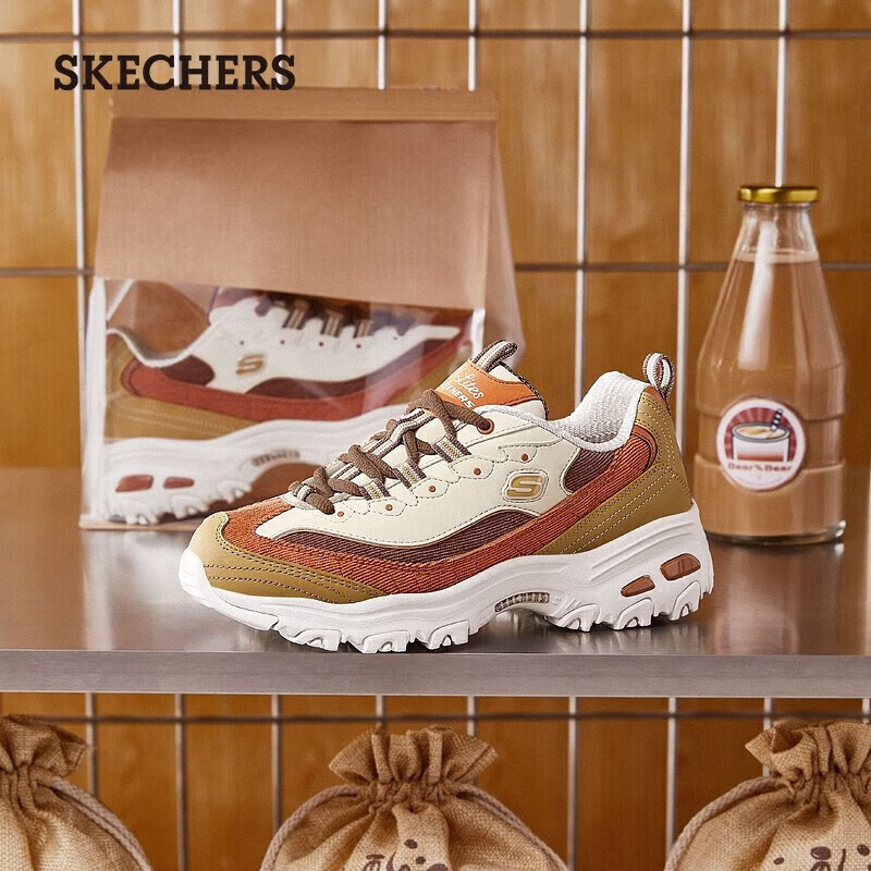 斯凯奇（Skechers）女鞋奶茶熊时尚复古潮流增高厚底休闲老爹鞋百搭休闲运动鞋149906 女款-枫糖拿铁/TPNT 37